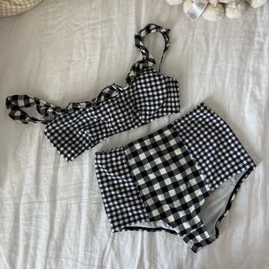 J Crew Gingham high-waisted swimsuit